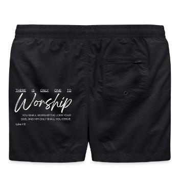 Il n’y a qu’un seul à adorer - Luc 4:8 - Short de bain - noir - Dos - AI Model Male 185 light (185cm)