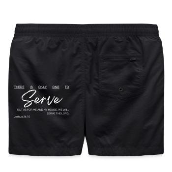 Es gibt nur einen zu dienen - Josua 24:15 - Badeshorts - Schwarz - Hinten - AI Model Male 185 light (185cm)