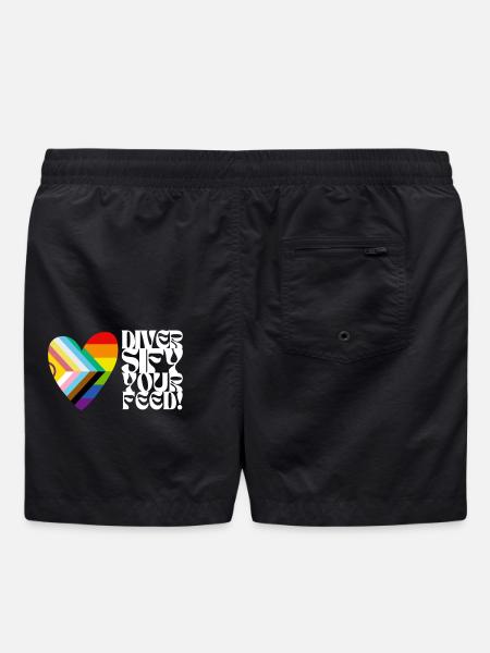 🌈♿ Diversify Your Feed–Progress Pride&Disability - Swim Trunks - black