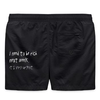 Need To Be Rich Urgent Gen Z Spruch - Short de bain - noir - Dos - AI Model Male 185 light (185cm)