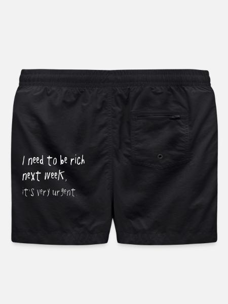 Need To Be Rich Urgent Gen Z Spruch - Badeshorts - Schwarz