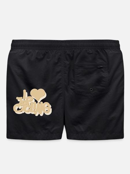 I_love_Cycling_beige - Swim Trunks - black