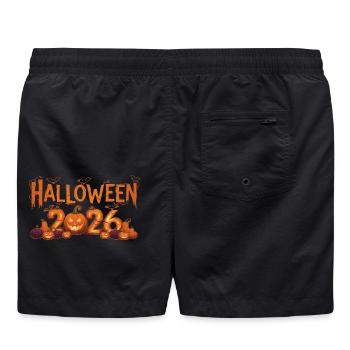 Halloween 2026 Kürbisse leuchten - Badeshorts - Schwarz - Hinten