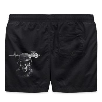  Backprint: Biker Motorradfahrer Motorcycle Moped - Badeshorts - Schwarz - Hinten