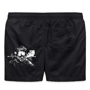  Backprint: Biker Motorradfahrer Motorcycle Moped - Badeshorts - Schwarz - Hinten