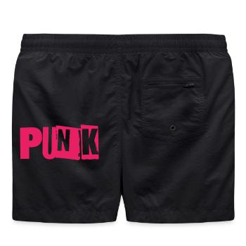 Punk Glitch Typo Neon - Badeshorts - Schwarz - Hinten