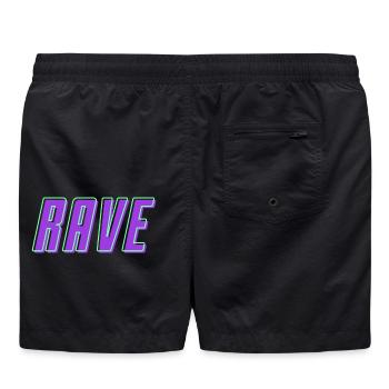 Retro 80's 90's Rave Lettering - Swim Trunks - black - Back - AI Model Male 185 light (185cm)