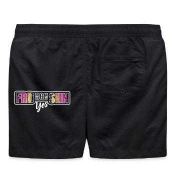 Freiheitsstolz Stadtcollage - Badeshorts - Schwarz - Hinten - AI Model Male 185 light (185cm)