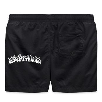 Asphaltbauer_weiss - Badeshorts - Schwarz - Hinten