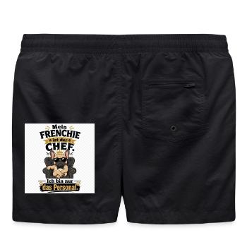 Mein Frenchie ist der Chef - Badeshorts - Schwarz - Hinten