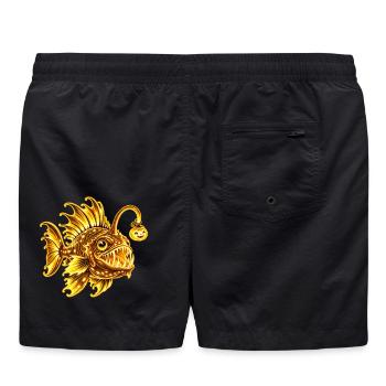 Gelb-Gold-Biolumineszente Laternenfische - Badeshorts - Schwarz - Hinten