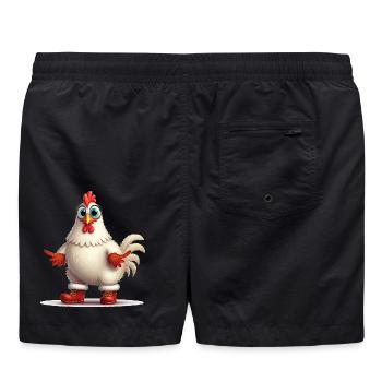 Poule fougueuse avec bottes - Short de bain - noir - Dos - AI Model Male 185 light (185cm)