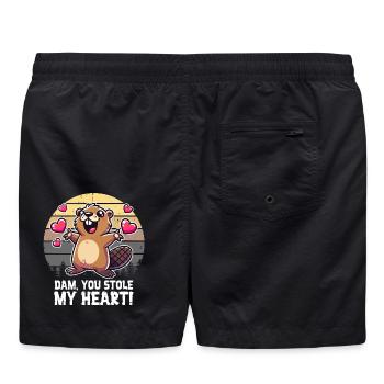 Dam, tu as volé mon cœur – Funny Beaver - Short de bain - noir - Dos - AI Model Male 185 light (185cm)