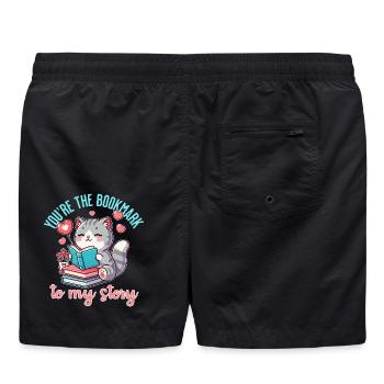 Du bist das Lesezeichen in meiner Geschichte - Badeshorts - Schwarz - Hinten - AI Model Male 185 light (185cm)