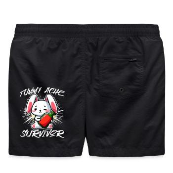 Tummy Ache Survivor – Süßes Hasen-Design - Badeshorts - Schwarz - Hinten