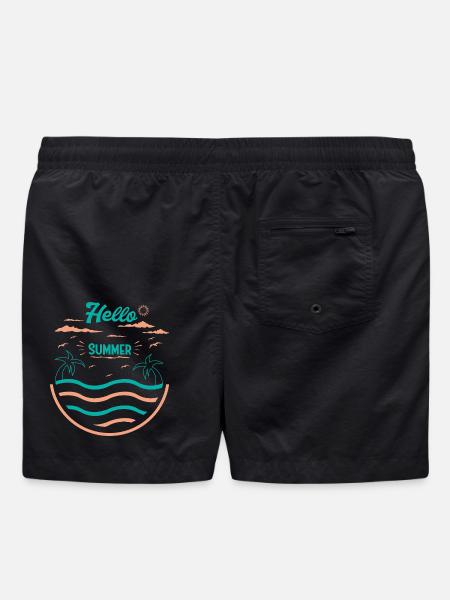 Summer Palm Tree Beach Design - Swim Trunks - black