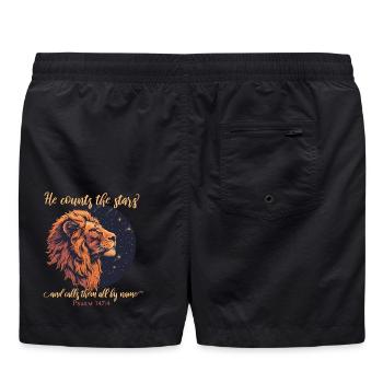 Leo Verset Biblique Chrétien - Short de bain - noir - Dos - AI Model Male 185 light (185cm)