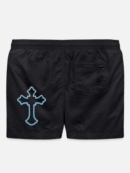 Neon Cross Silhouette - Swim Trunks - black
