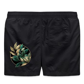 Elegante Pflanzen - Badeshorts - Schwarz - Hinten - AI Model Male 185 light (185cm)