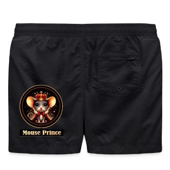 Maus Prinz Königsmagie - Badeshorts - Schwarz - Hinten - AI Model Male 185 light (185cm)