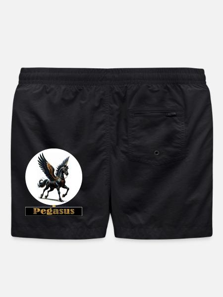 Pegasus with black wings - Swim Trunks - black