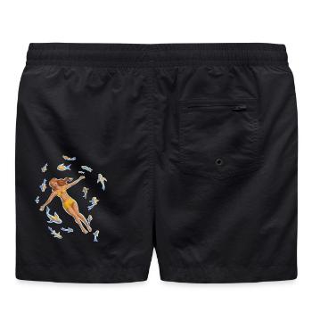 Frau im Wasser mit Koi-Fischen - Badeshorts - Schwarz - Hinten