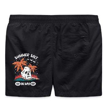 Conception de crâne estival avec des palmiers - Short de bain - noir - Dos - AI Model Male 185 light (185cm)