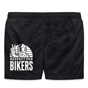  Backprint: Biker Motorradfahrer Motorcycle Moped - Badeshorts - Schwarz - Hinten