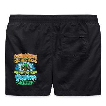 Traktor Lustiger Spruch Kinder - Badeshorts - Schwarz - Hinten