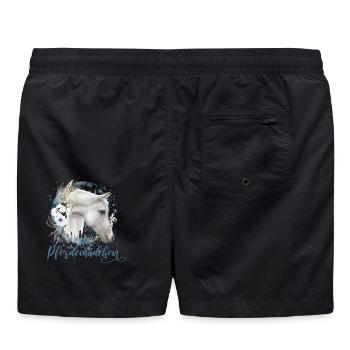 Pferdemädchen Pferde Geschenk - Badeshorts - Schwarz - Hinten