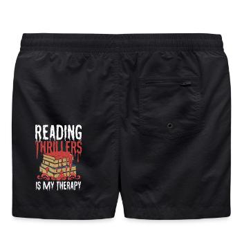Reading Thrillers Is My Therapy - Badeshorts - Schwarz - Hinten
