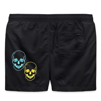 Crânes, Crânes, Horreur, Fantaisie, Halloween, Mort - Short de bain - noir - Dos - AI Model Male 185 light (185cm)