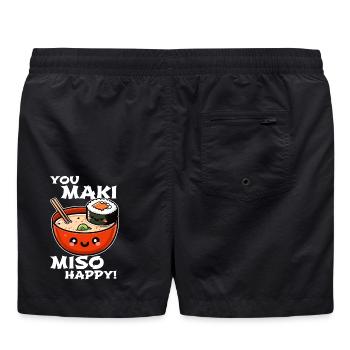 You Maki Miso Happy – Fun Sushi Design - Short de bain - noir - Dos - AI Model Male 185 light (185cm)