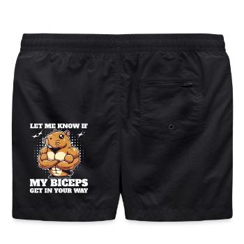 Sag Bescheid Wenn Mein Bizeps Im Weg ist, Capybara - Badeshorts - Schwarz - Hinten - AI Model Male 185 light (185cm)
