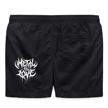 Metal is Love – Heavy Metal Schriftzug Design - Badeshorts - Schwarz - Hinten - AI Model Male 185 light (185cm)