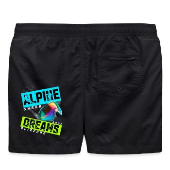 Alpine Dreams Ski Snowboard Shred Design - Badeshorts - Schwarz - Hinten