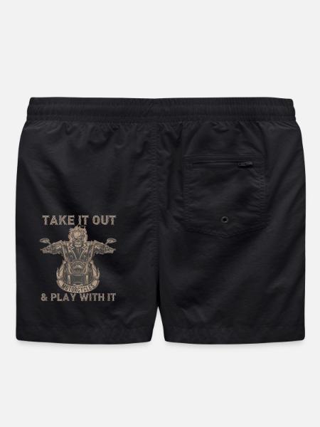 Take It Out Motorcycles Skull - Swim Trunks - black