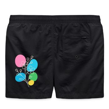 minimalistische blumen grafik, boho sommer - Badeshorts - Schwarz - Hinten