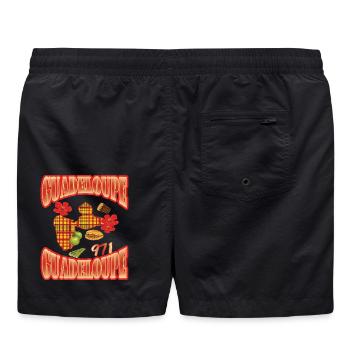Map of Guadeloupe style madras 971 gwada - Swim Trunks - black - Back - AI Model Male 185 light (185cm)