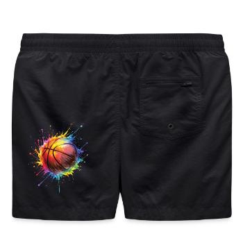 Basketball – Basketball-Stil Malerei - Badeshorts - Schwarz - Hinten