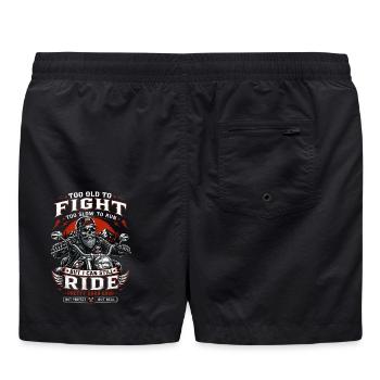 Old School Skeleton Rider - Badeshorts - Schwarz - Hinten - AI Model Male 185 light (185cm)
