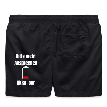 Akku Leer – Bitte Nicht Ansprechen - Badeshorts - Schwarz - Hinten