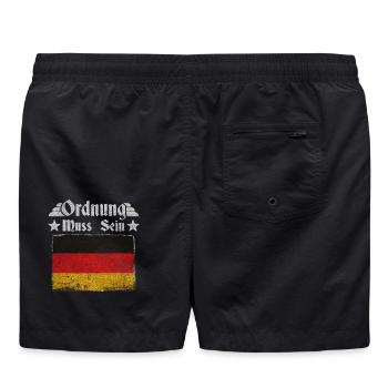 Ordnung muss sein – Deutschland Retro Flagge - Badeshorts - Schwarz - Hinten