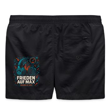 Frieden auf Max – Musik, Peace und Liebe - Badeshorts - Schwarz - Hinten