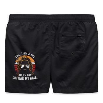 Ja, ich bin ein Junge. Nein, ich schneide mir nicht die Haare. - Badeshorts - Schwarz - Hinten