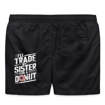 Ich tausche meine Schwester gegen ein Donut-lustiges Geschwisterchen - Badeshorts - Schwarz - Hinten