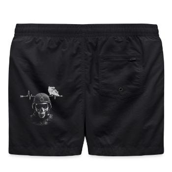  Backprint: Biker Motorradfahrer Motorcycle Moped - Badeshorts - Schwarz - Hinten