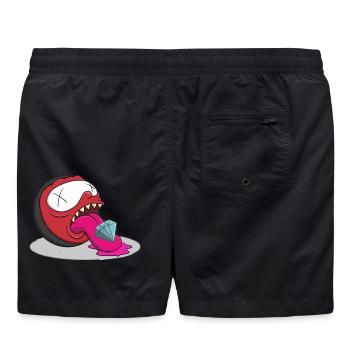 Diamanttong Monster Cartoon - Badeshorts - Schwarz - Hinten - AI Model Male 185 light (185cm)