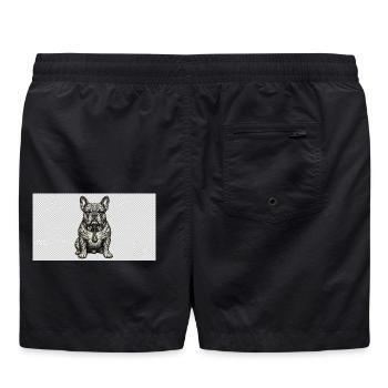 Tattoo Bulldog Gris mit Grünem Anhänger - Badeshorts - Schwarz - Hinten