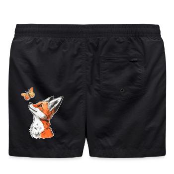Fuchs mit Schmetterling - Badeshorts - Schwarz - Hinten